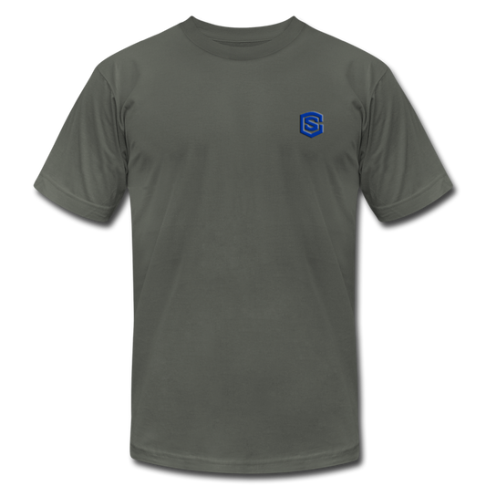 Unisex Jersey T-Shirt by Bella + Canvas WITH BLUE LOGO - asphalt