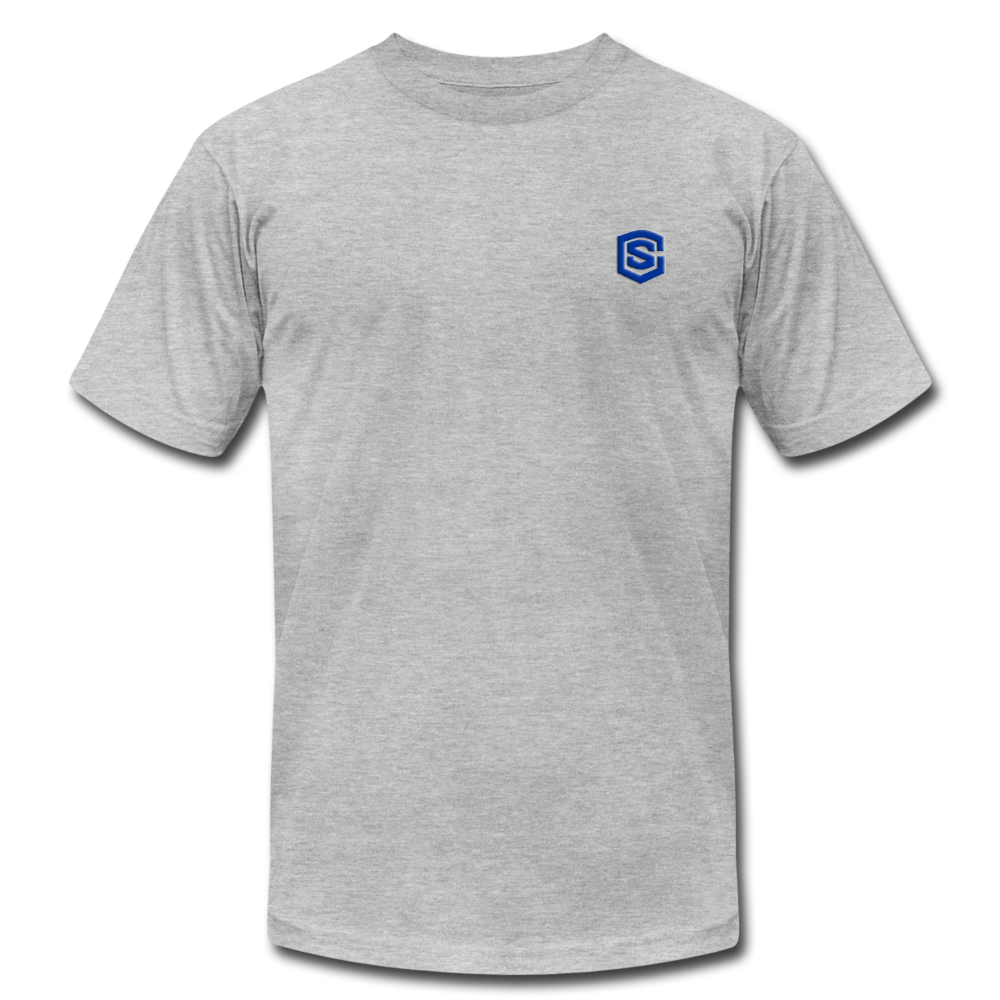 Unisex Jersey T-Shirt by Bella + Canvas WITH BLUE LOGO - heather gray