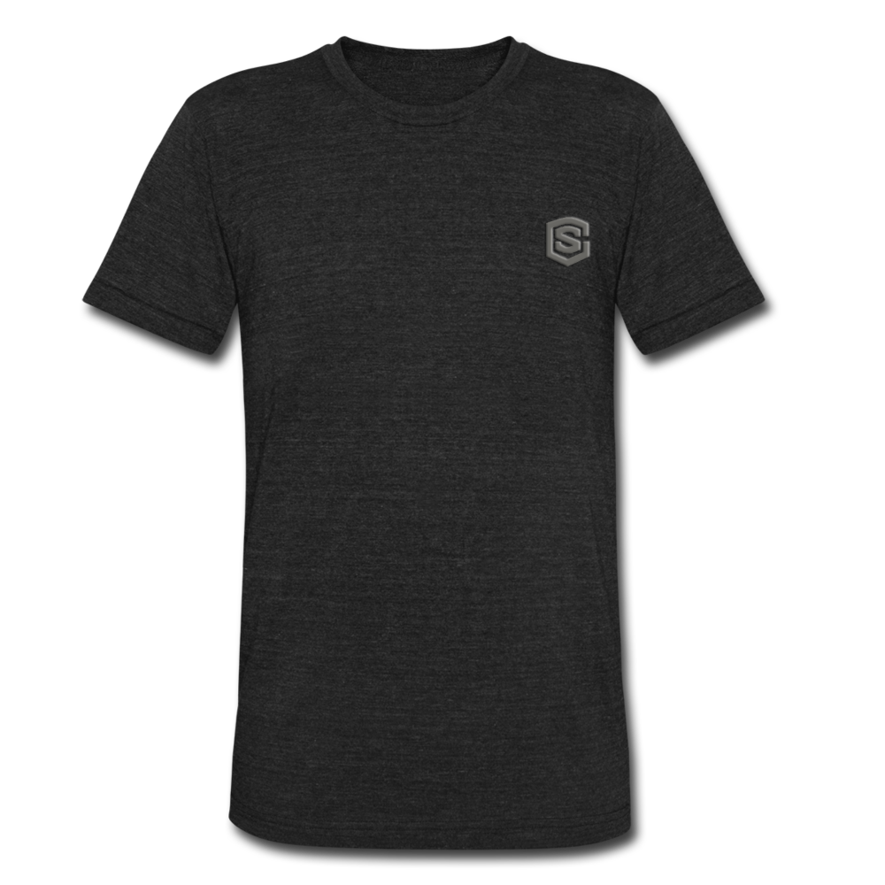 Unisex Tri-Blend T-Shirt WITH GRAY LOGO - heather black