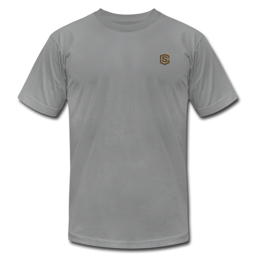 Unisex Jersey T-Shirt by Bella + Canvas WITH BROWN LOGO - slate