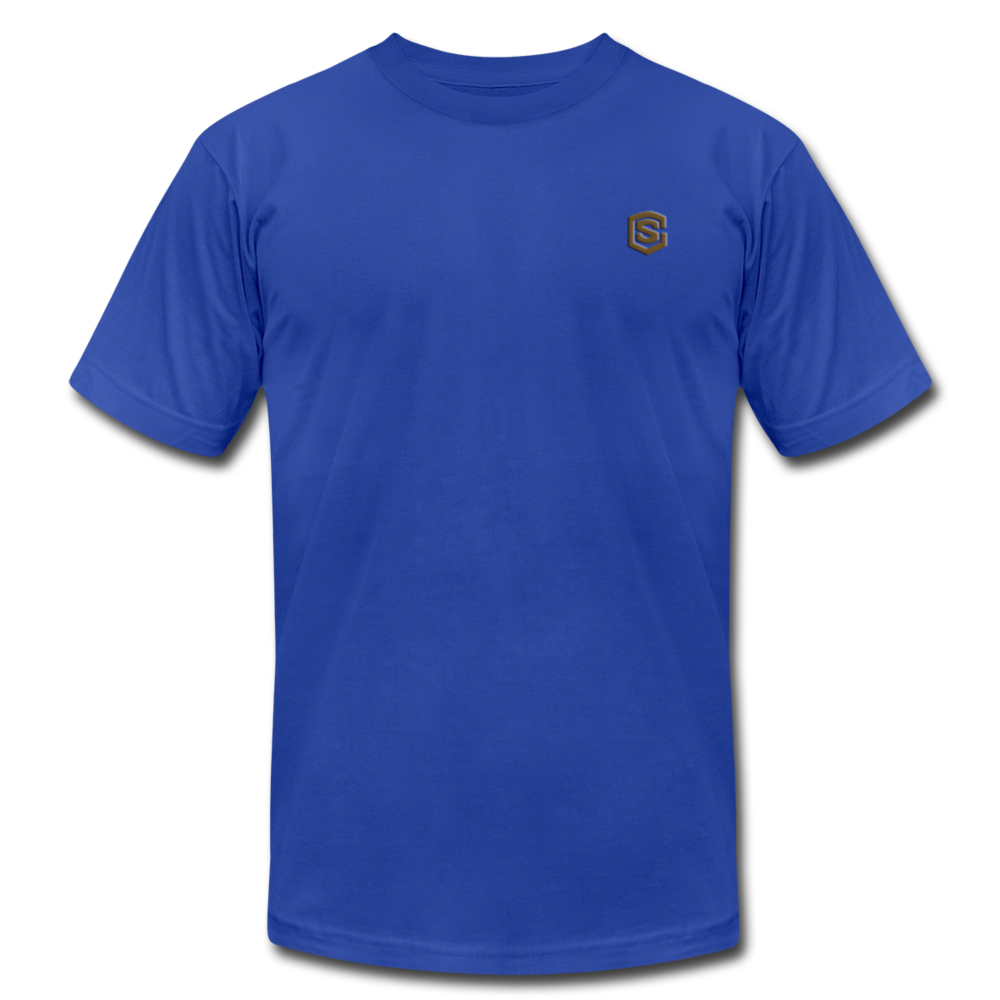 Unisex Jersey T-Shirt by Bella + Canvas WITH BROWN LOGO - royal blue