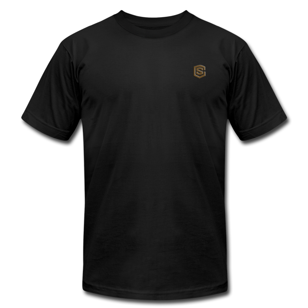Unisex Jersey T-Shirt by Bella + Canvas WITH BROWN LOGO - black