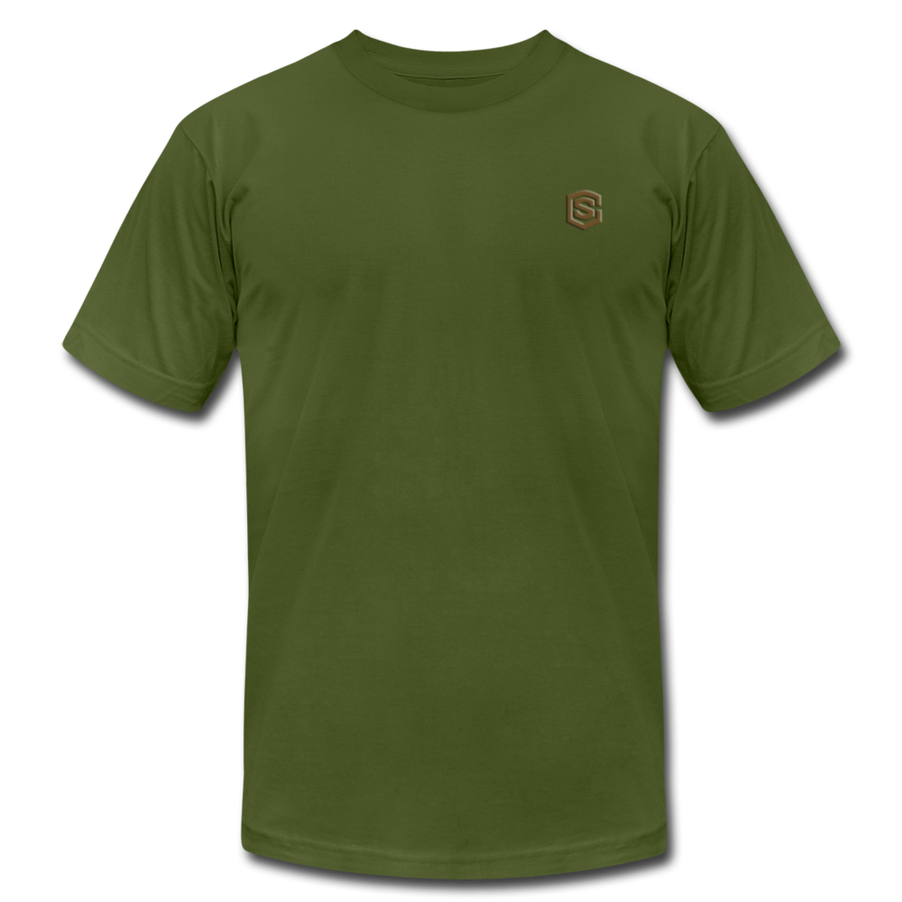 Unisex Jersey T-Shirt by Bella + Canvas WITH BROWN LOGO - olive