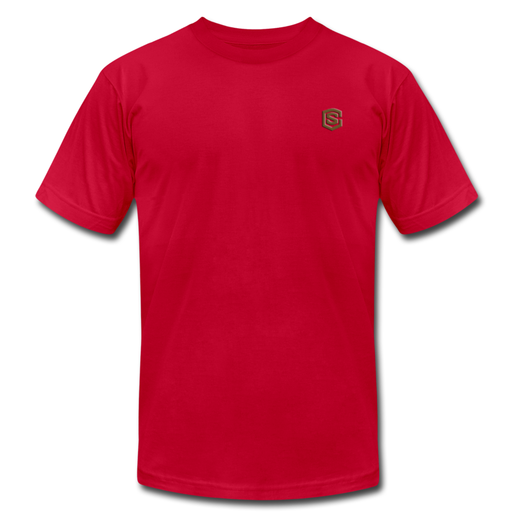 Unisex Jersey T-Shirt by Bella + Canvas WITH BROWN LOGO - red