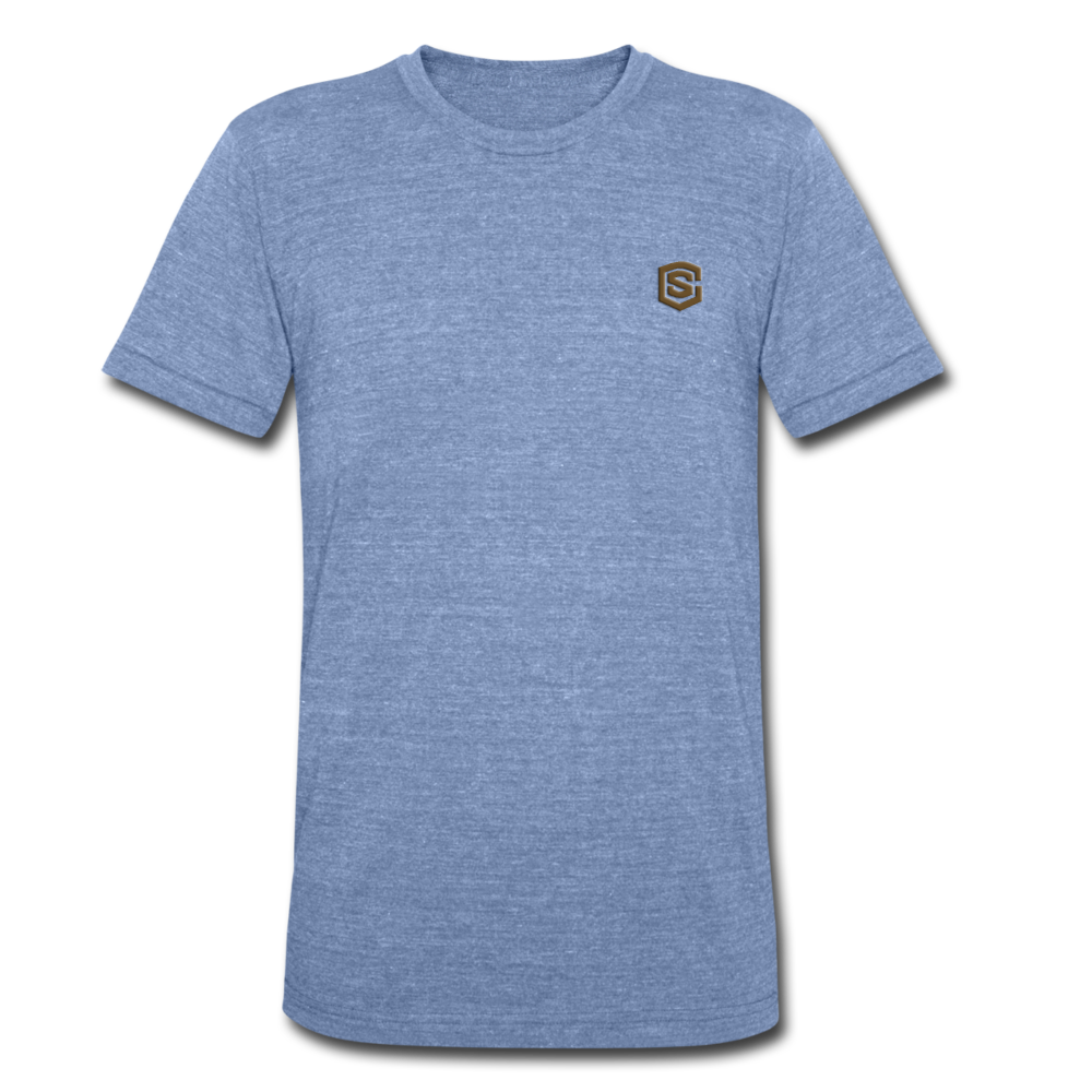 Unisex Tri-Blend T-Shirt WITH BROWN LOGO - heather Blue