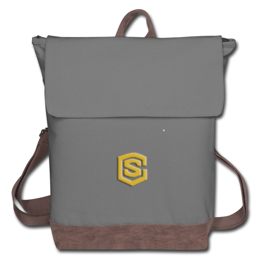 Canvas Backpack WITH GOLD LOGO - gray/brown