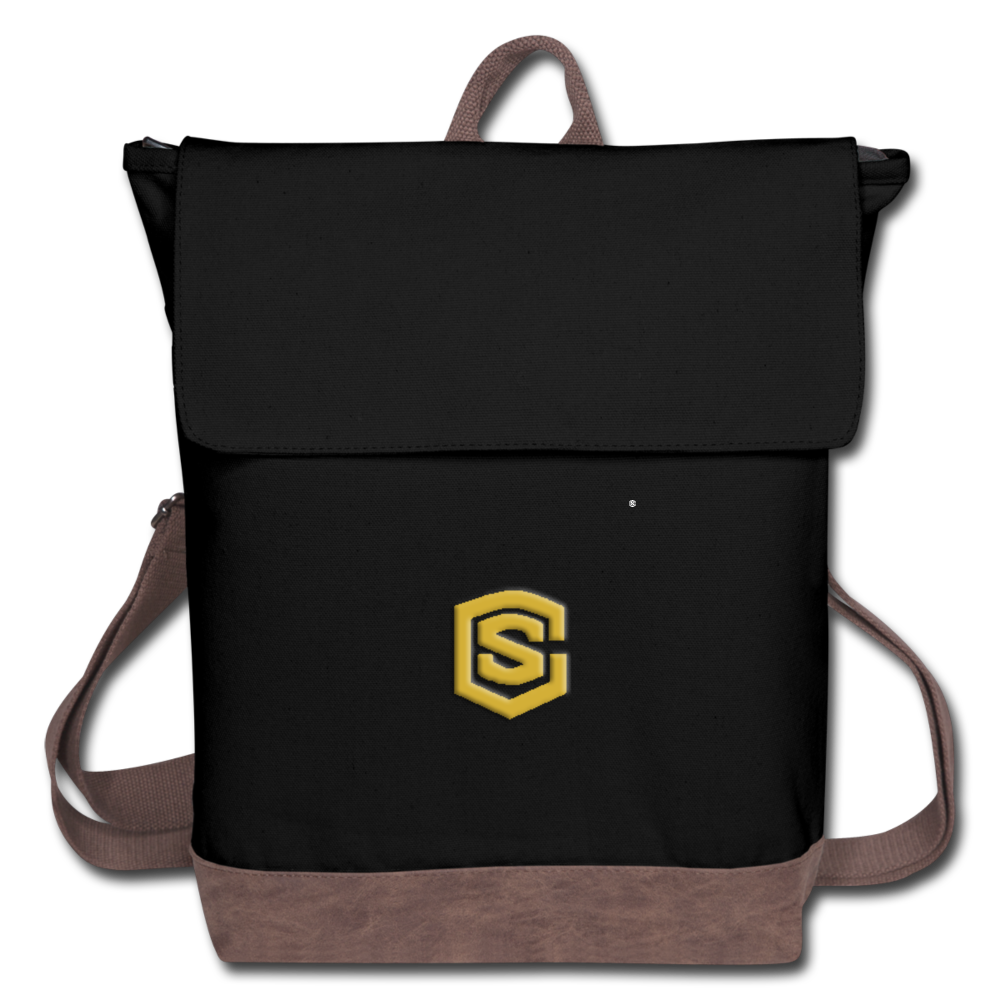 Canvas Backpack WITH GOLD LOGO - black/brown