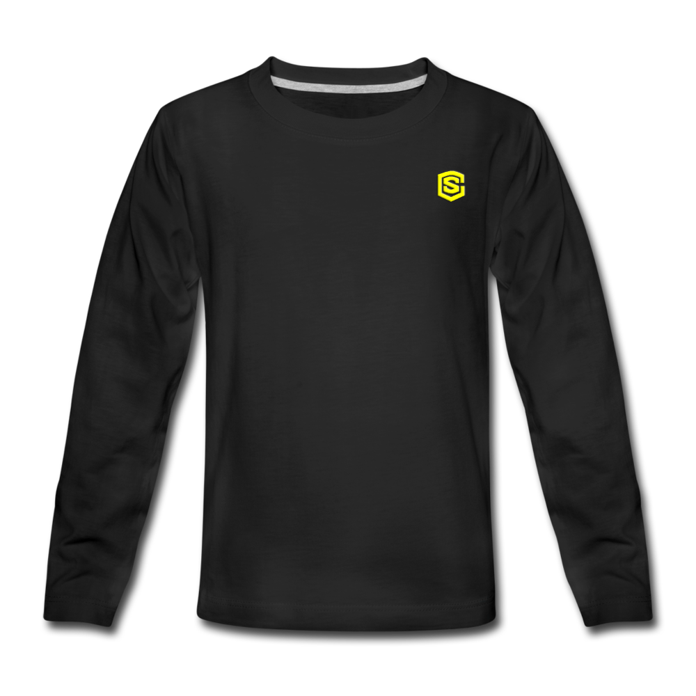 Kids' Premium Long Sleeve T-Shirt WITH YELLOW LOGO - black