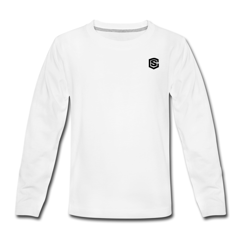 Kids' Premium Long Sleeve T-Shirt WITH BLACK LOGO - white