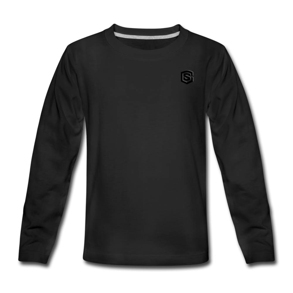 Kids' Premium Long Sleeve T-Shirt WITH BLACK LOGO - black