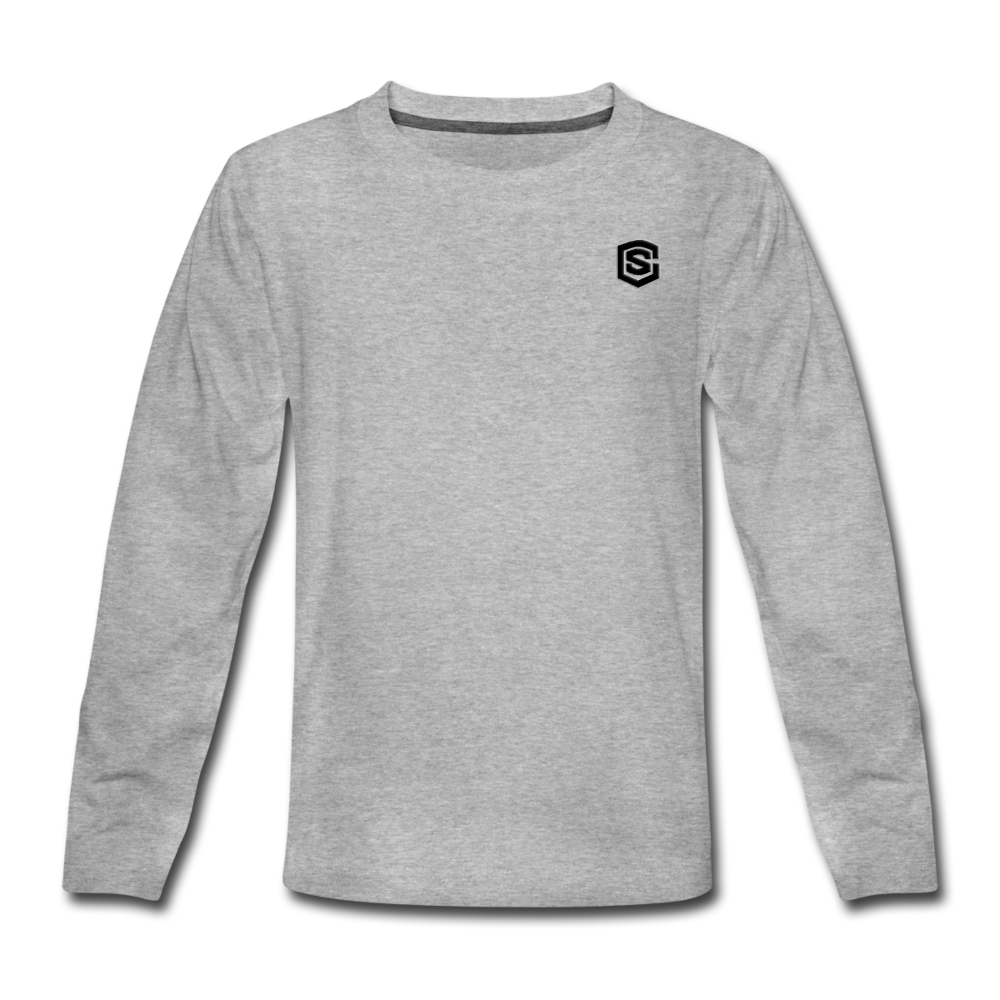 Kids' Premium Long Sleeve T-Shirt WITH BLACK LOGO - heather gray
