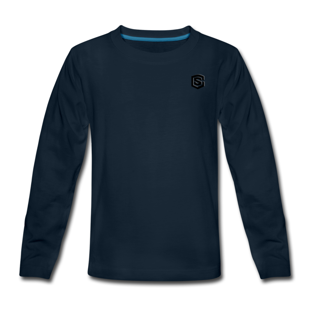Kids' Premium Long Sleeve T-Shirt WITH BLACK LOGO - deep navy