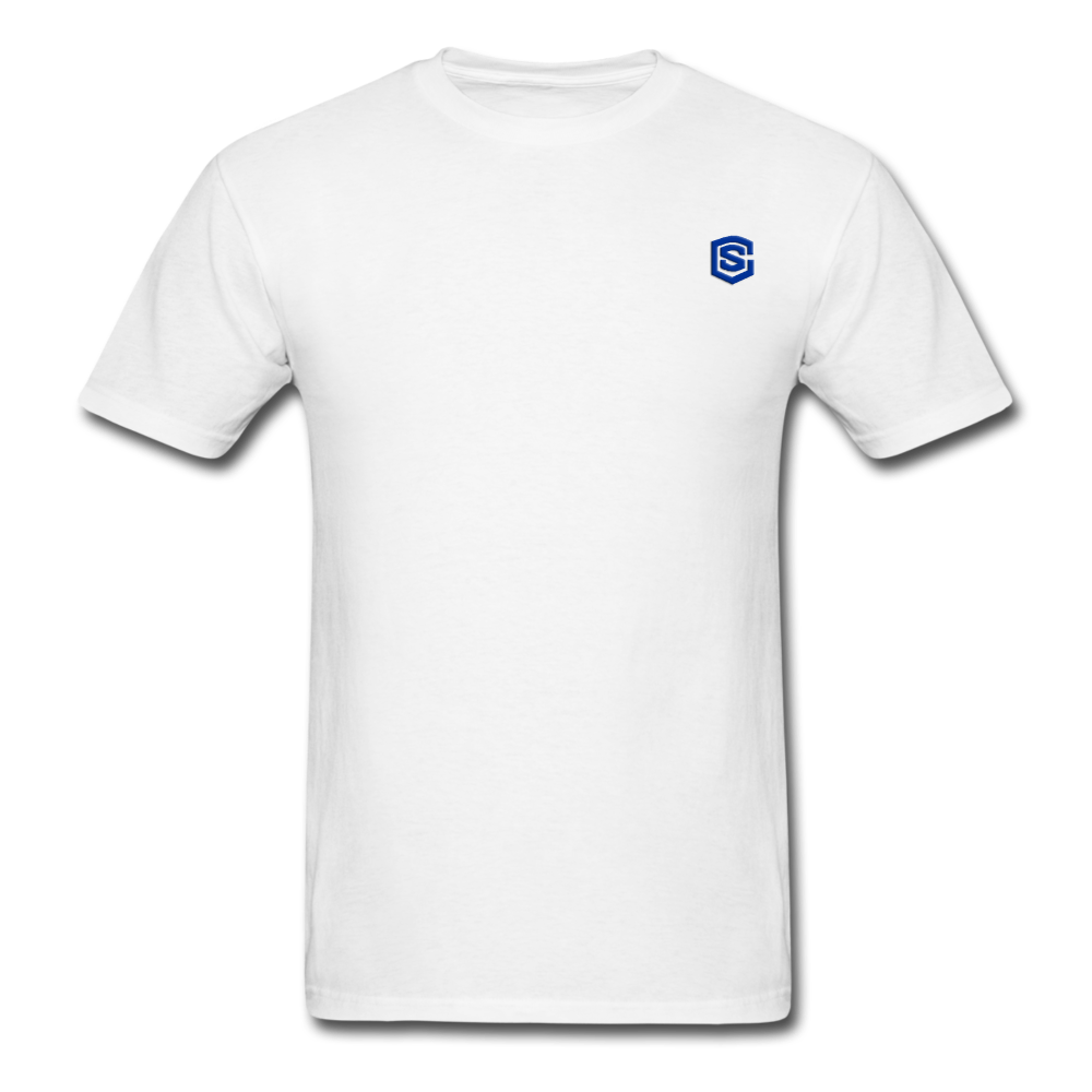 Unisex Classic T-Shirt with BLUE logo - white