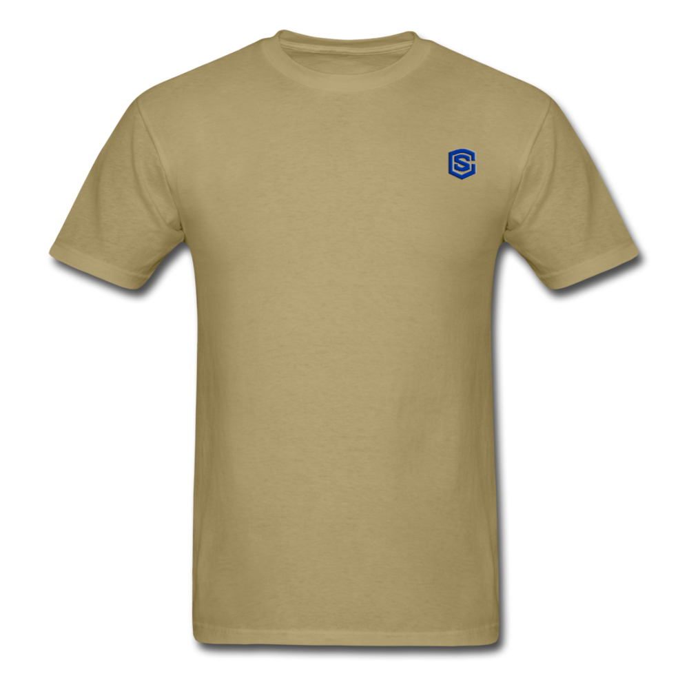 Unisex Classic T-Shirt with BLUE logo - khaki