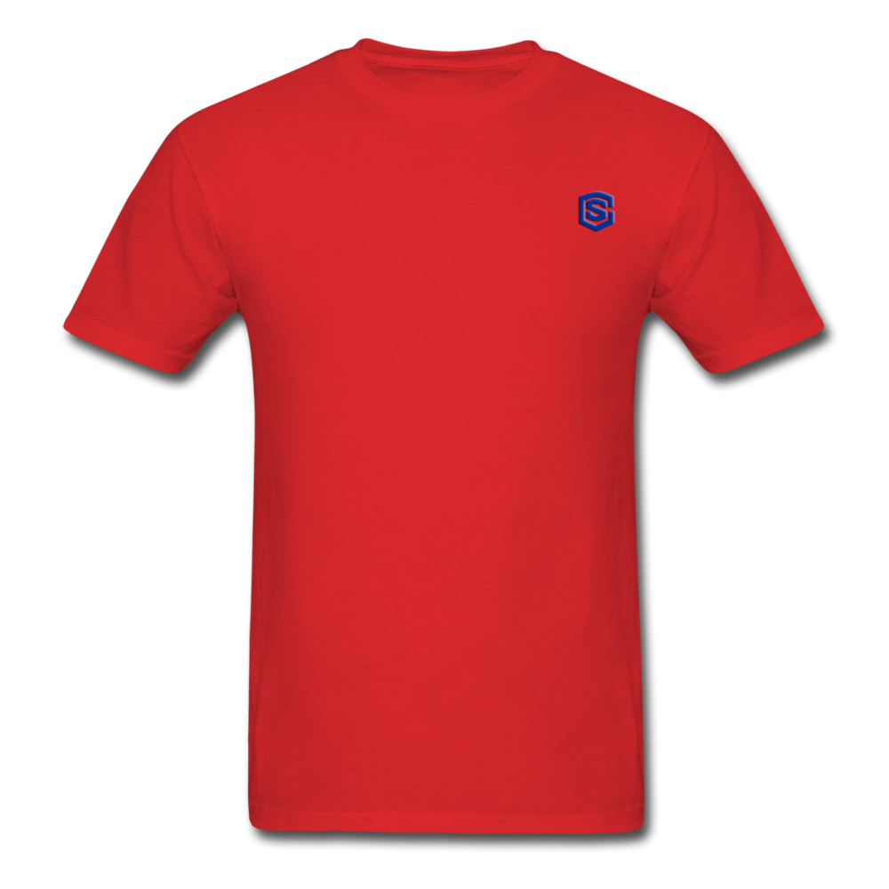 Unisex Classic T-Shirt with BLUE logo - red