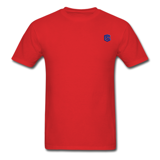Unisex Classic T-Shirt with BLUE logo - red