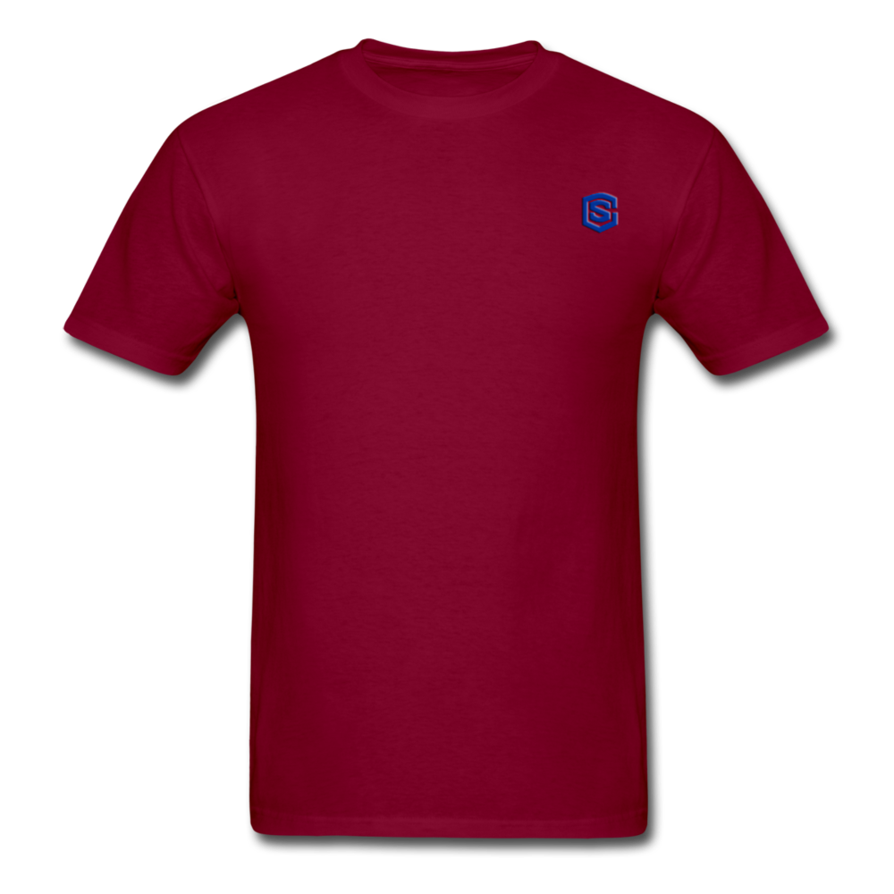 Unisex Classic T-Shirt with BLUE logo - burgundy