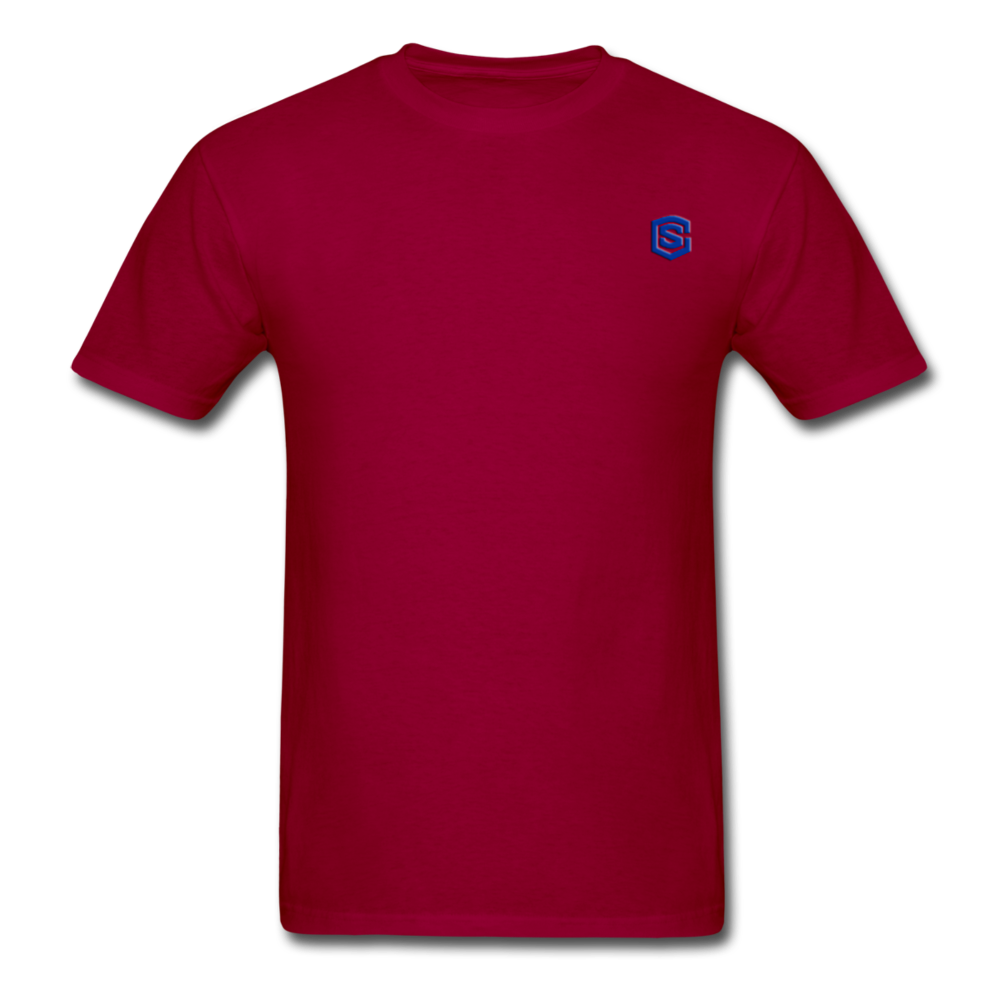 Unisex Classic T-Shirt with BLUE logo - dark red