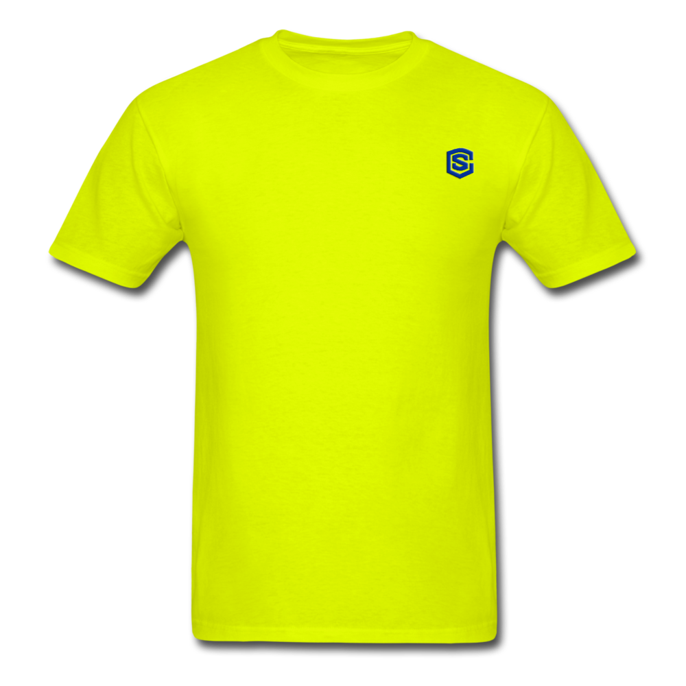 Unisex Classic T-Shirt with BLUE logo - safety green