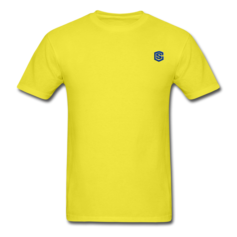 Unisex Classic T-Shirt with BLUE logo - yellow