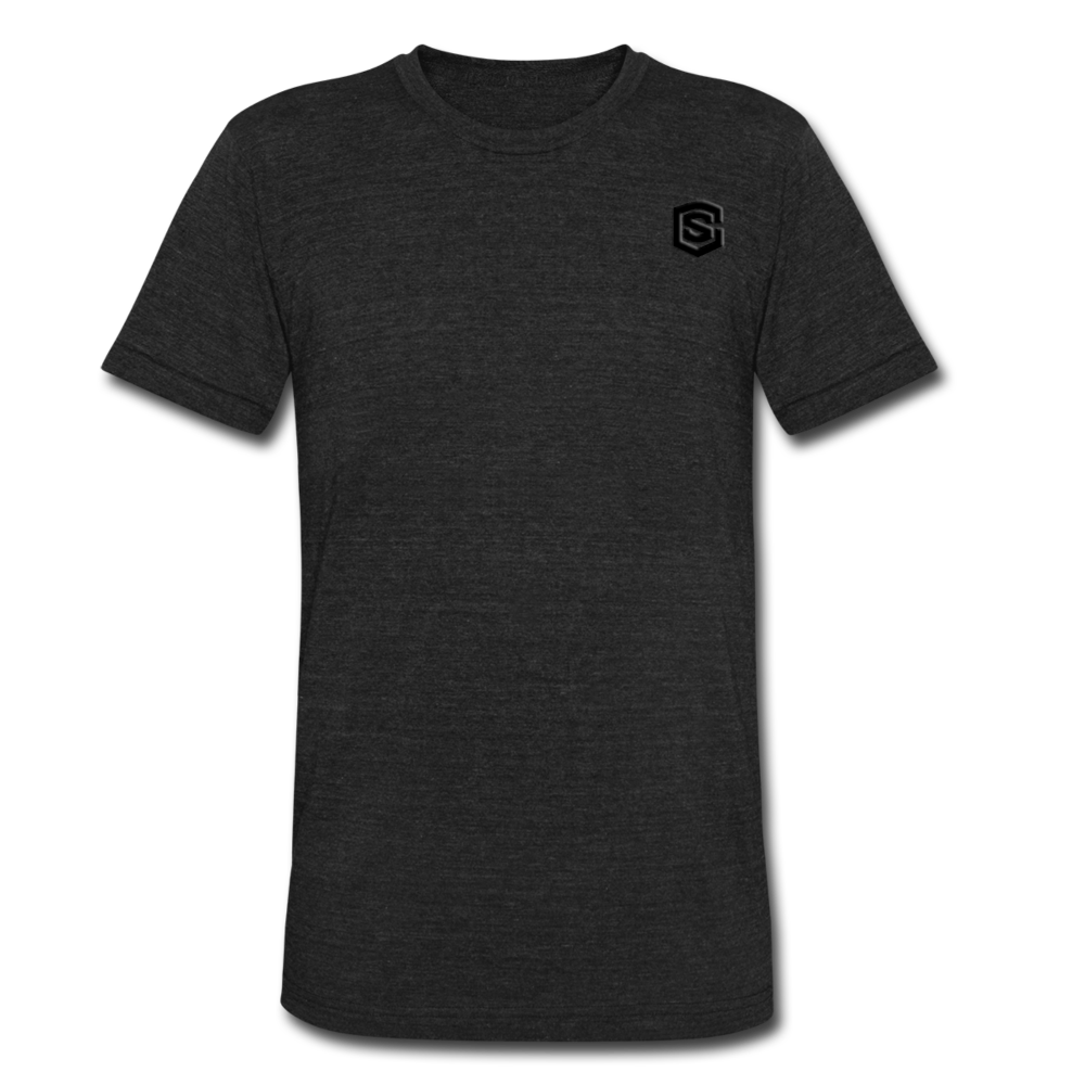 Unisex Tri-Blend T-Shirt WITH BLACK LOGO - heather black