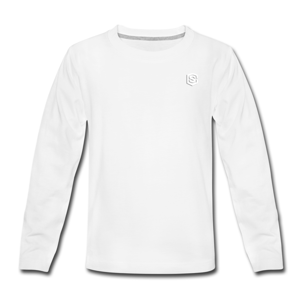 Kids' Premium Long Sleeve T-Shirt with white logo - white