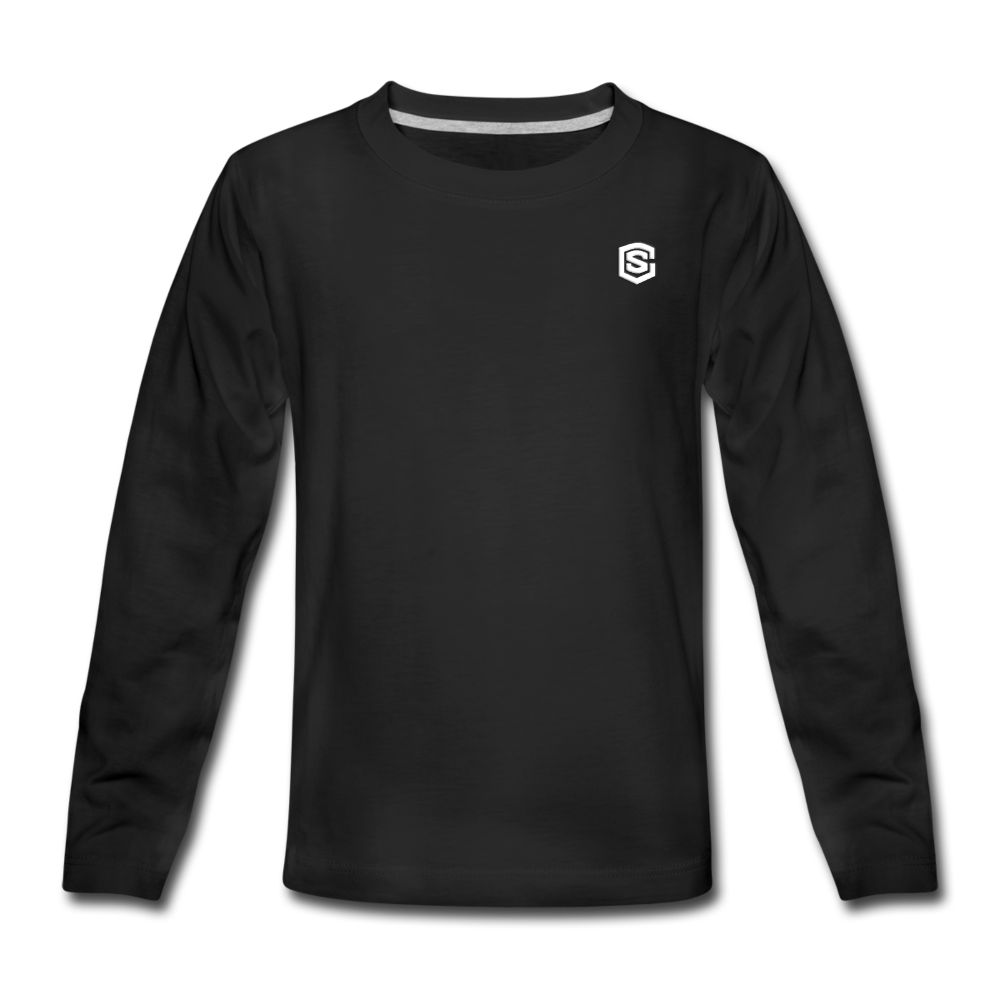 Kids' Premium Long Sleeve T-Shirt with white logo - black