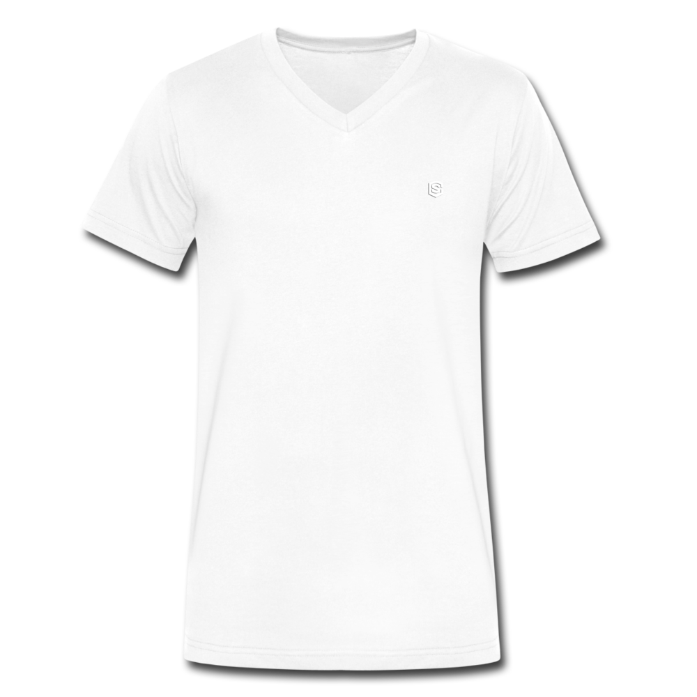 Men's V-Neck T-Shirt WITH WHITE LOGO - white