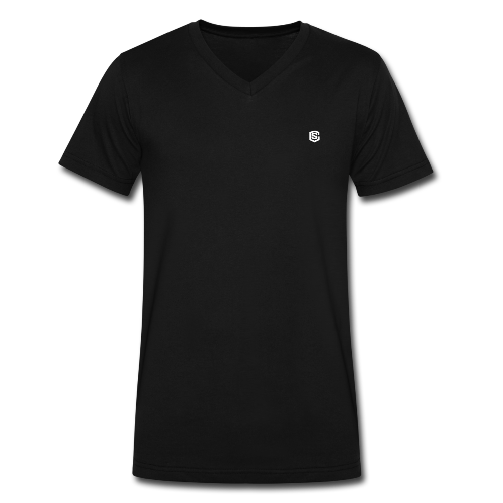 Men's V-Neck T-Shirt WITH WHITE LOGO - black