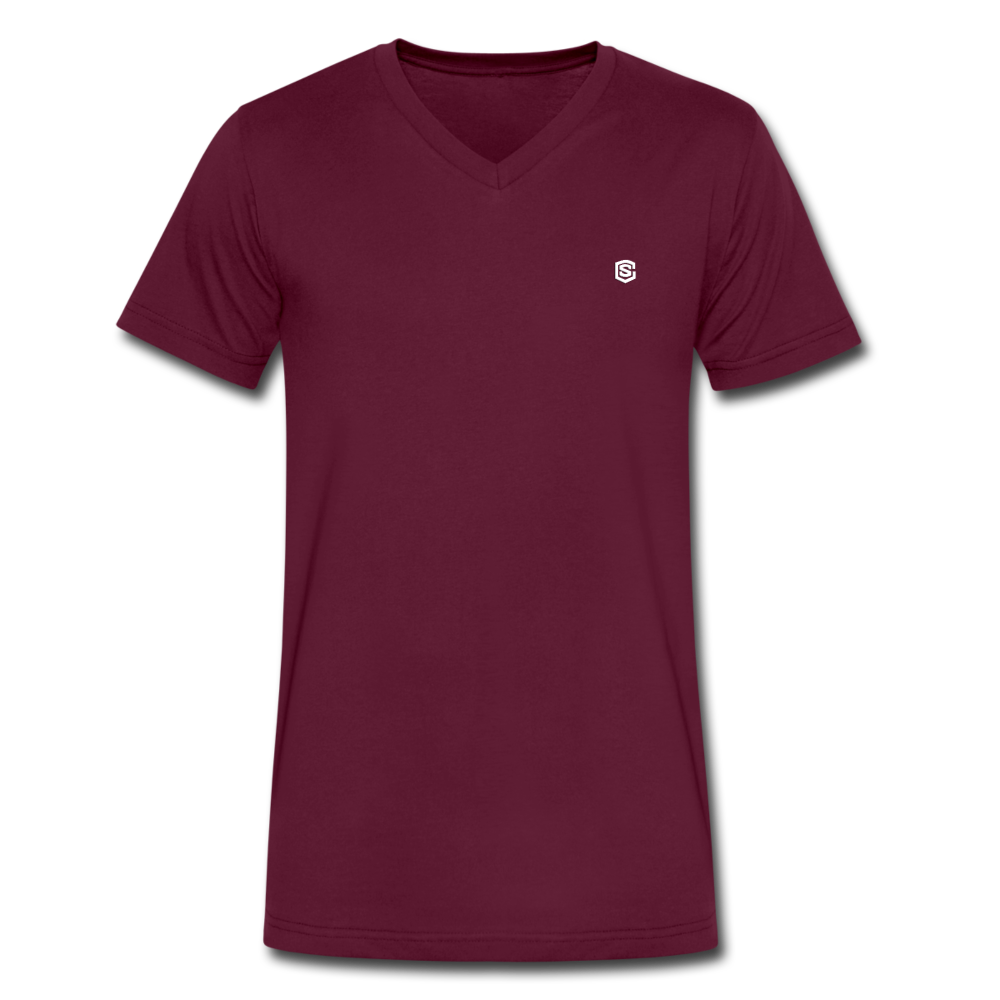 Men's V-Neck T-Shirt WITH WHITE LOGO - maroon