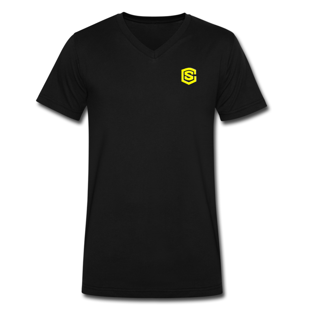 Men's V-Neck T-Shirt WITH YELLOW LOGO - black
