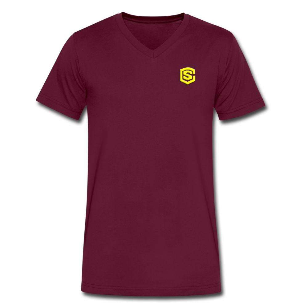 Men's V-Neck T-Shirt WITH YELLOW LOGO - maroon