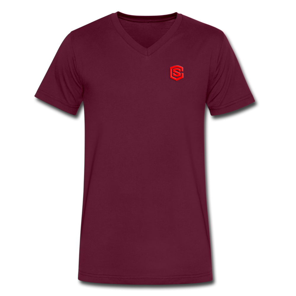 Men's V-Neck T-Shirt WITH RED LOGO - maroon