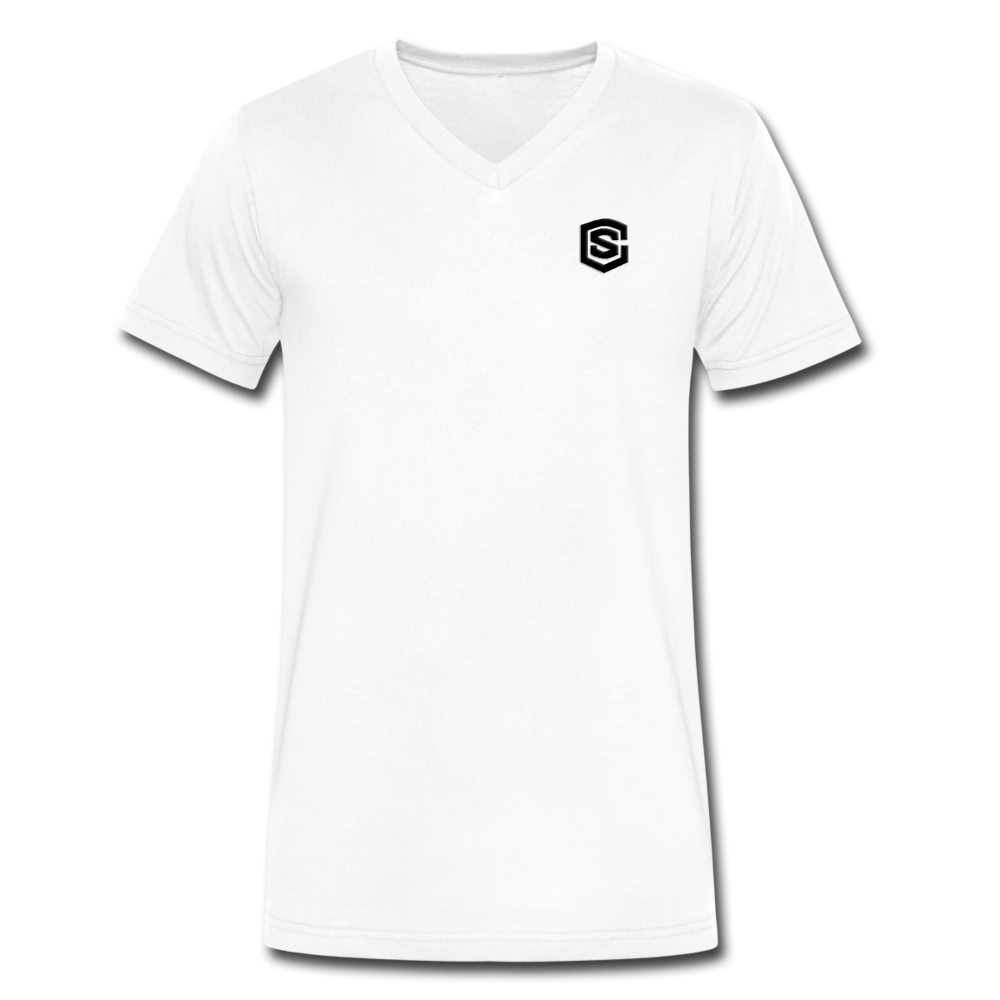 Men's V-Neck T-Shirt WITH BLACK LOGO - white