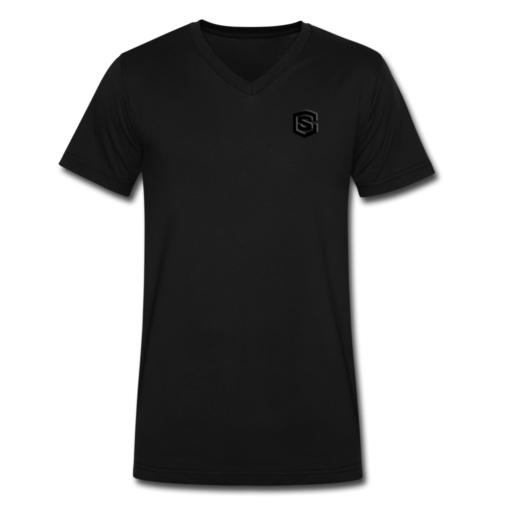 Men's V-Neck T-Shirt WITH BLACK LOGO - black