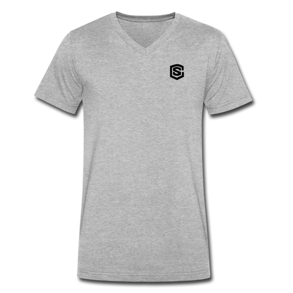 Men's V-Neck T-Shirt WITH BLACK LOGO - heather gray