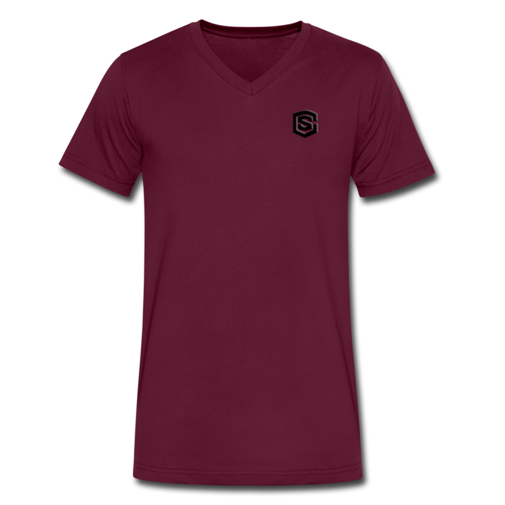 Men's V-Neck T-Shirt WITH BLACK LOGO - maroon