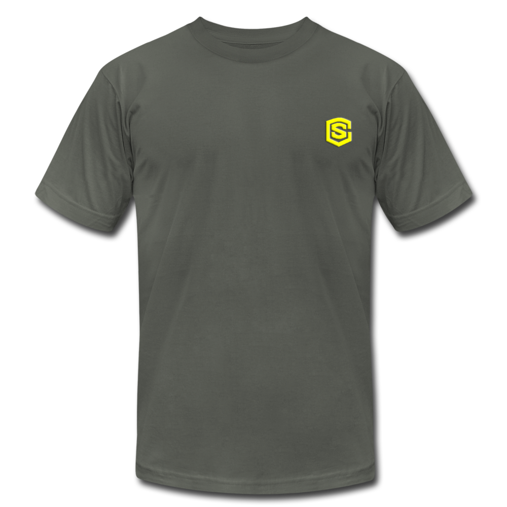 Unisex Jersey T-Shirt by Bella + Canvas WITH YELLOW LOGO - asphalt