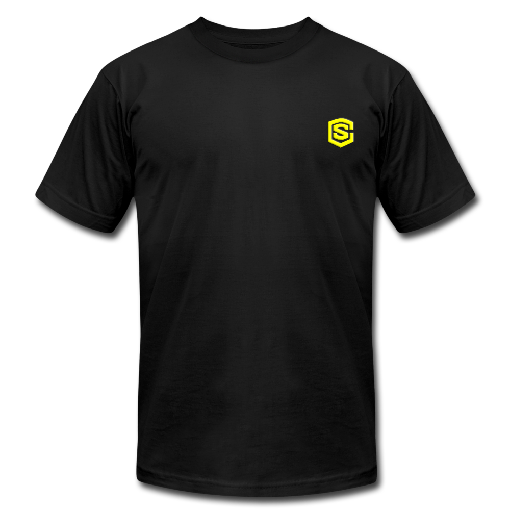 Unisex Jersey T-Shirt by Bella + Canvas WITH YELLOW LOGO - black