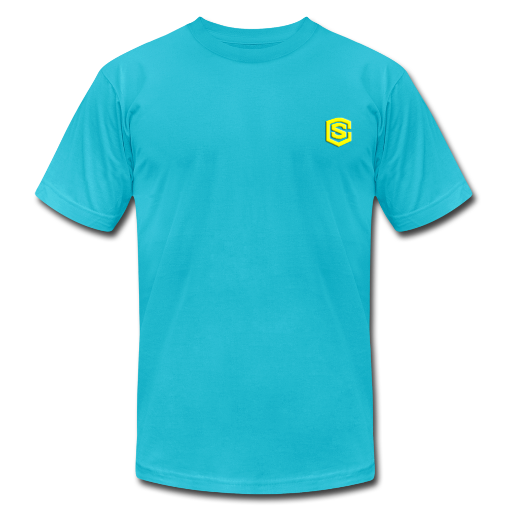 Unisex Jersey T-Shirt by Bella + Canvas WITH YELLOW LOGO - turquoise