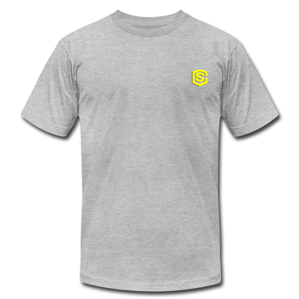 Unisex Jersey T-Shirt by Bella + Canvas WITH YELLOW LOGO - heather gray