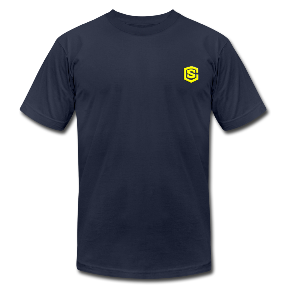 Unisex Jersey T-Shirt by Bella + Canvas WITH YELLOW LOGO - navy