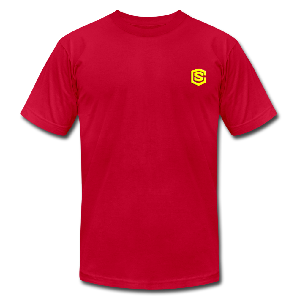 Unisex Jersey T-Shirt by Bella + Canvas WITH YELLOW LOGO - red