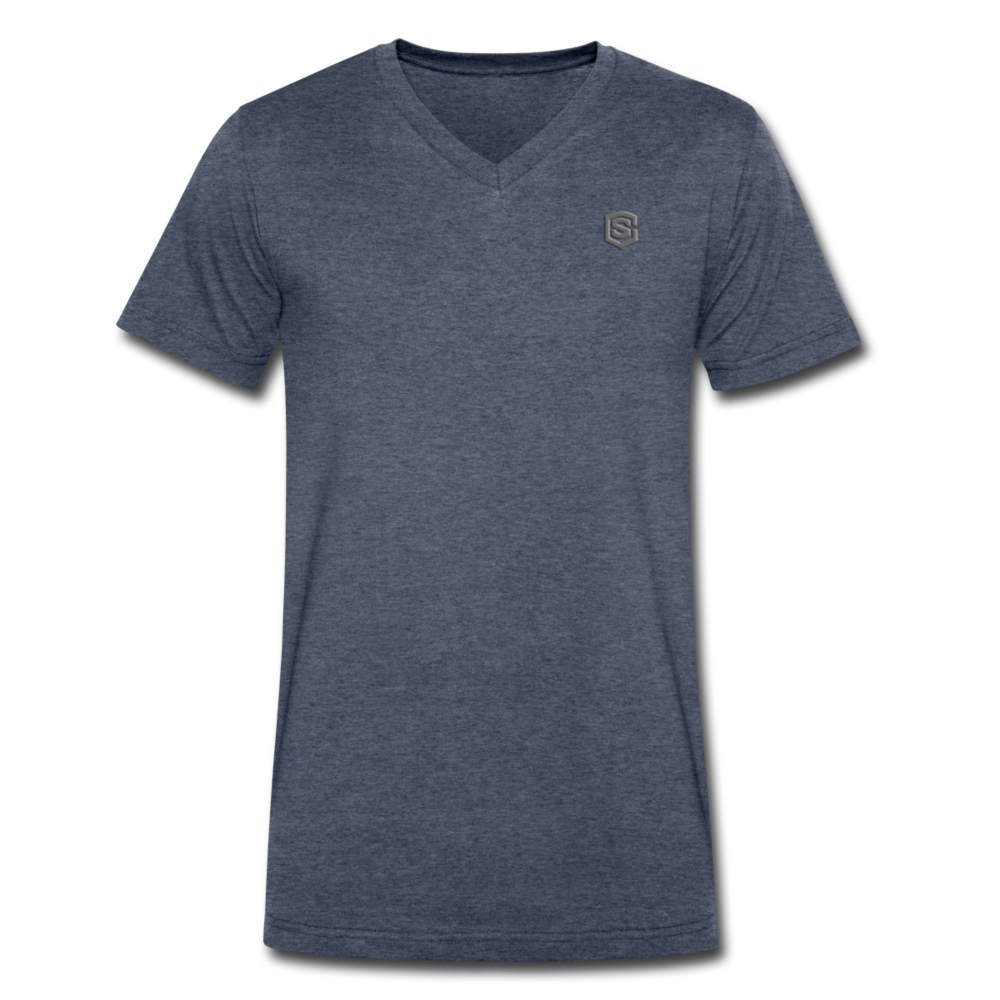 Men's V-Neck T-Shirt WITH GRAY LOGO - heather navy