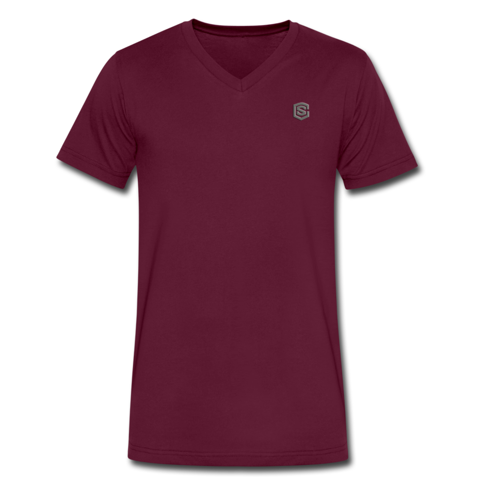 Men's V-Neck T-Shirt WITH GRAY LOGO - maroon