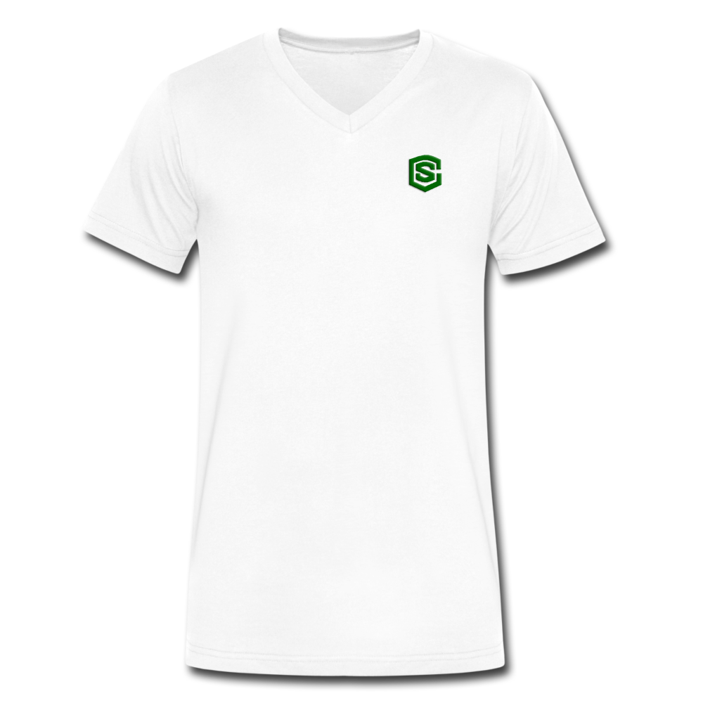 Men's V-Neck T-Shirt WITH GREEN LOGO - white