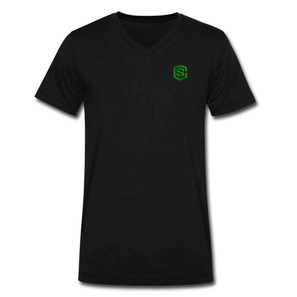 Men's V-Neck T-Shirt WITH GREEN LOGO - black