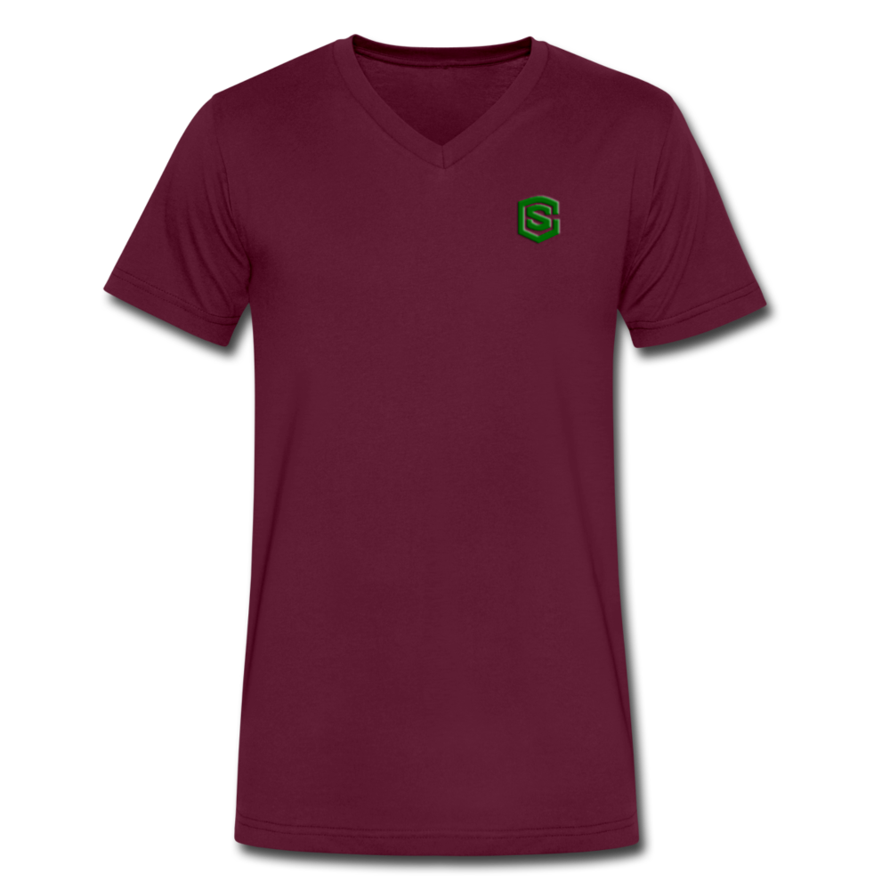 Men's V-Neck T-Shirt WITH GREEN LOGO - maroon
