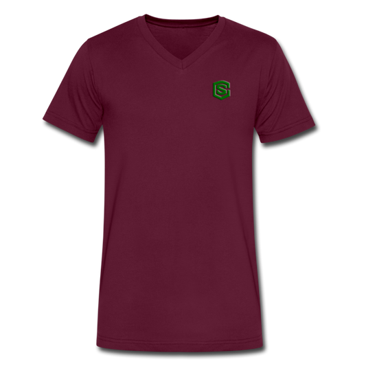 Men's V-Neck T-Shirt WITH GREEN LOGO - maroon