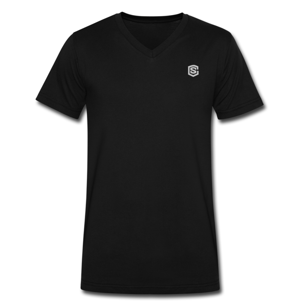 Men's V-Neck T-Shirt WITH SILIVER LOGO - black